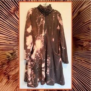 CMC C.M.C. Color Me Cotton Brown & Cream Splatter Long Hoodie Generous sized M